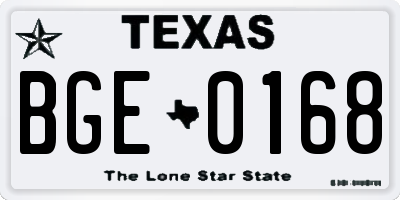 TX license plate BGE0168