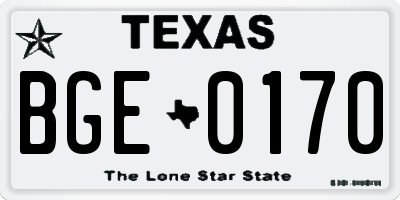 TX license plate BGE0170