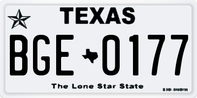 TX license plate BGE0177