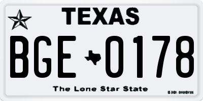TX license plate BGE0178