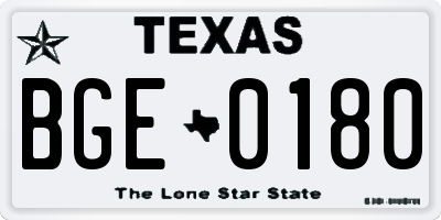 TX license plate BGE0180