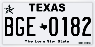 TX license plate BGE0182