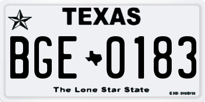 TX license plate BGE0183
