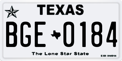 TX license plate BGE0184