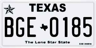 TX license plate BGE0185