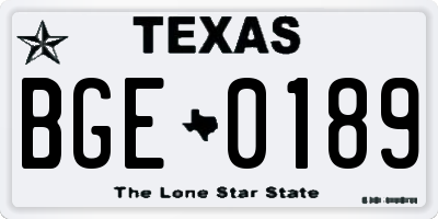 TX license plate BGE0189