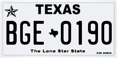 TX license plate BGE0190