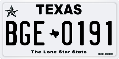 TX license plate BGE0191