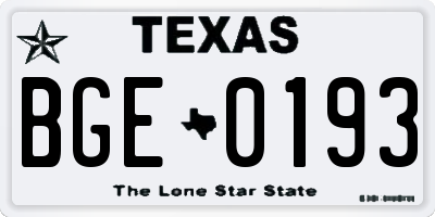 TX license plate BGE0193