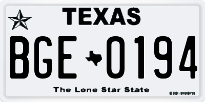 TX license plate BGE0194