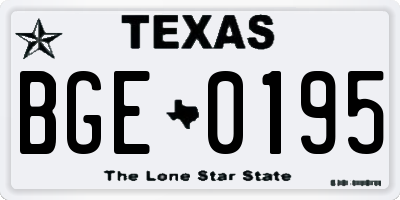 TX license plate BGE0195