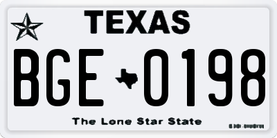 TX license plate BGE0198
