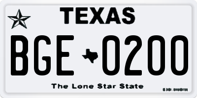 TX license plate BGE0200