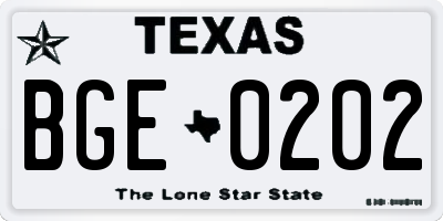 TX license plate BGE0202