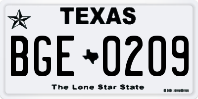 TX license plate BGE0209