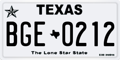 TX license plate BGE0212