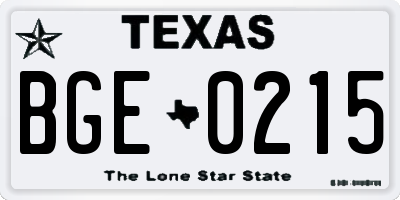 TX license plate BGE0215