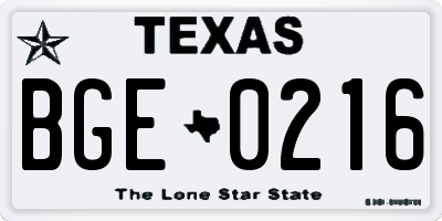TX license plate BGE0216