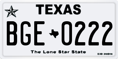 TX license plate BGE0222