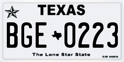 TX license plate BGE0223