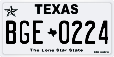 TX license plate BGE0224