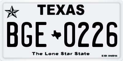 TX license plate BGE0226