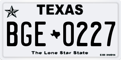 TX license plate BGE0227