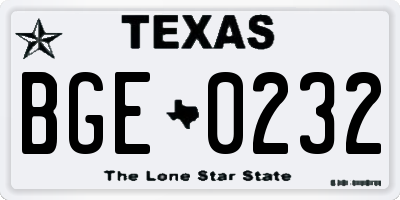 TX license plate BGE0232