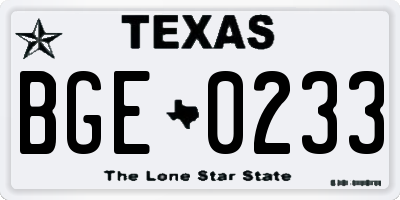 TX license plate BGE0233