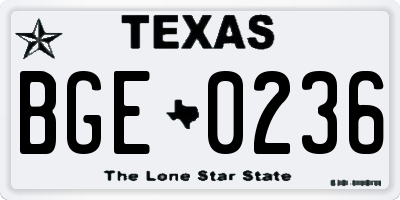 TX license plate BGE0236