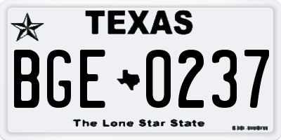 TX license plate BGE0237
