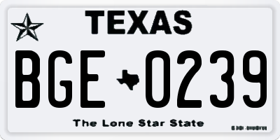TX license plate BGE0239