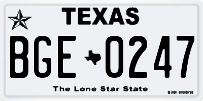 TX license plate BGE0247