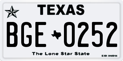 TX license plate BGE0252