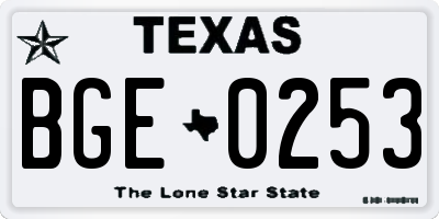 TX license plate BGE0253
