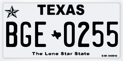 TX license plate BGE0255