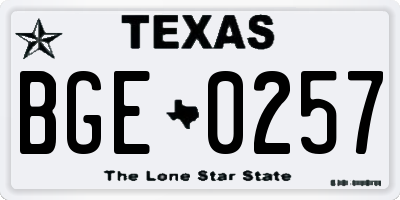 TX license plate BGE0257