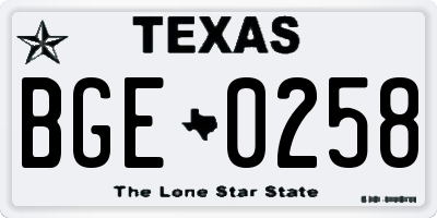 TX license plate BGE0258