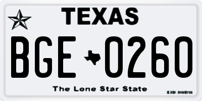 TX license plate BGE0260