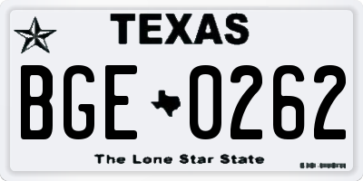 TX license plate BGE0262