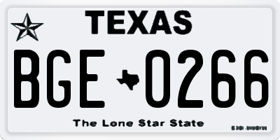 TX license plate BGE0266