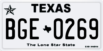 TX license plate BGE0269