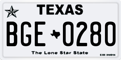 TX license plate BGE0280