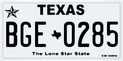 TX license plate BGE0285