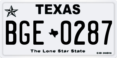TX license plate BGE0287