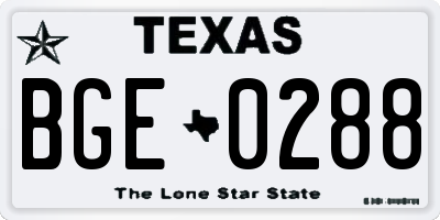 TX license plate BGE0288