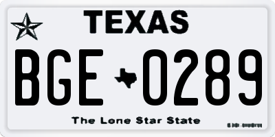 TX license plate BGE0289