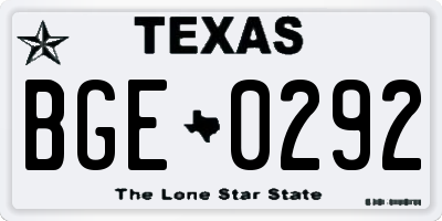 TX license plate BGE0292
