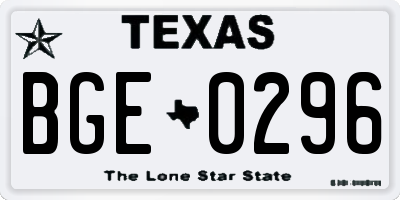 TX license plate BGE0296