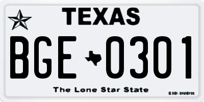 TX license plate BGE0301
